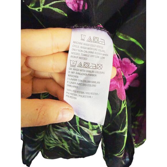 Dennis Basso Floral Cold Shoulder Blouse M Fairycore Whimsigoth Dark Romantic - Picture 7 of 8